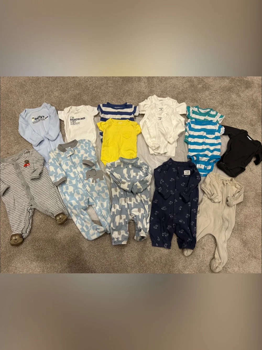 15 Newborn Pieces; including Carter’s, Just For You Carter’s and Goumi